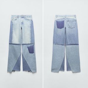 Zara Boyfriend Patchwork Low-Rise TRF Jeans